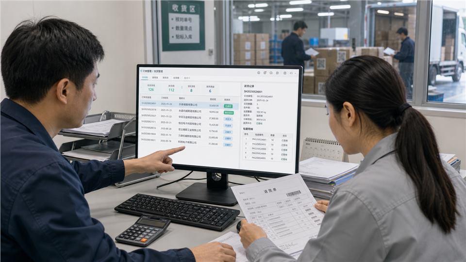 客户在办公室访问交付进度
